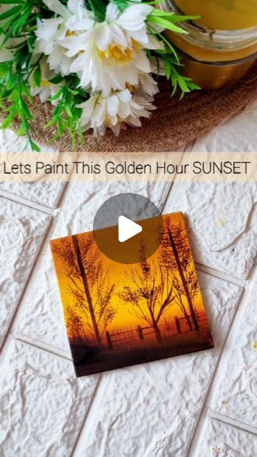 Golden Hour Painting, Sunset Acrylic Painting, Sunset Acrylic, Golden Hour Sunset, Sunset Painting Acrylic, Peacock Painting, Acrylic Painting Techniques, Painting Painting, Painting Tutorials