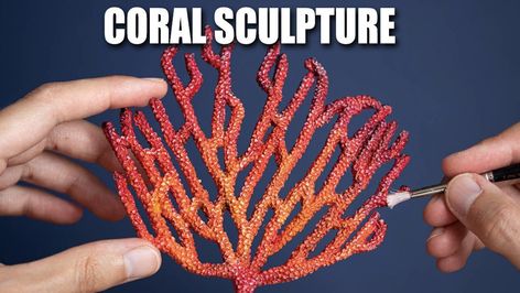 How to Sculpt - Coral : Red Gorgornian Sea Fan - Polymer Clay/Modeling Clay | Stephanie Kilgast | Skillshare Clay Coral Tutorial, Coral Polymer Clay, Shell Creatures, Polymer Clay Coral, Coral Diy, Things To Make With Clay, Stephanie Kilgast, Clay Coral, Coral Clay