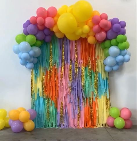 Selfie Spot Wall Ideas, Color Party Decorations, Colorful Birthday Party Ideas, Color Party Ideas, Colorful Party Decorations, Children Party, Color Party, Diy Balloon Decorations, Birthday Party Theme Decorations