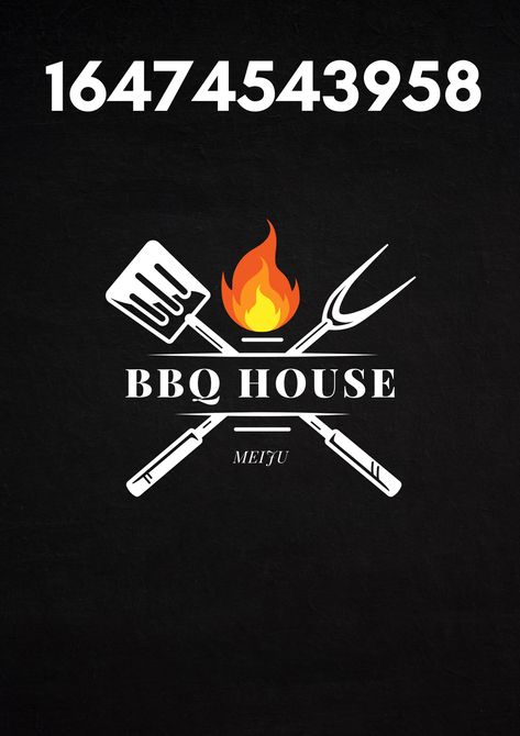 You can find the other decals for grilling restaurant ^^ Bloxburg Restaurant, Bbq House, Apartment Exterior, Bloxburg Decals Codes, Grill Restaurant, Burger Restaurant, Black Hair Roblox, Bloxburg Decals, Bloxburg Decal Codes