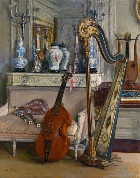 Lobre, Maurice - Salon de la musique | Flickr - Photo Sharing! Art Musical, Musical Art, Music Aesthetic, Music Room, Musical Instrument, Interior Art, Harp, Classical Music, Art Music