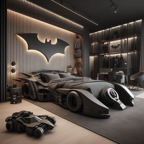 Wow.........Absolutely beautiful batmobile 😍👍❤️ Avenger Room Decor Bedroom Ideas, Spiderman Bedroom Ideas, Batman Bedroom Decor, Batman Themed Bedroom, Batman Bed, Batman Bedroom, New York Bedroom, Batman Room, Batman Decor