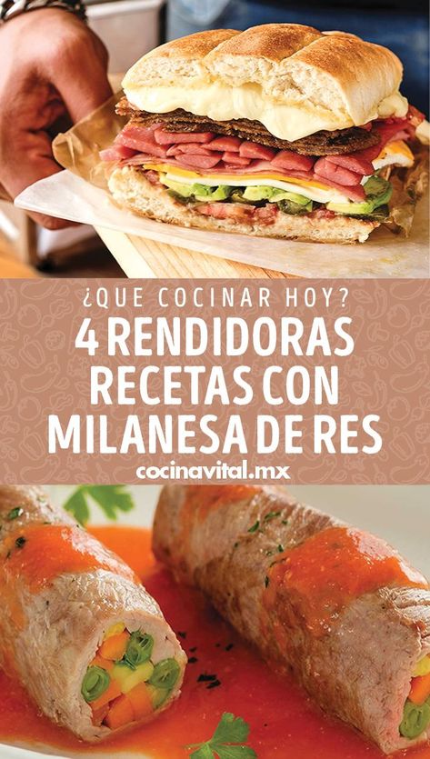 Realiza una comida rendidora y deliciosa el día de hoy con estas recetas con milanesa de res ¡Todos en tu familia amarán estos platillos! Sandwiches, Meat