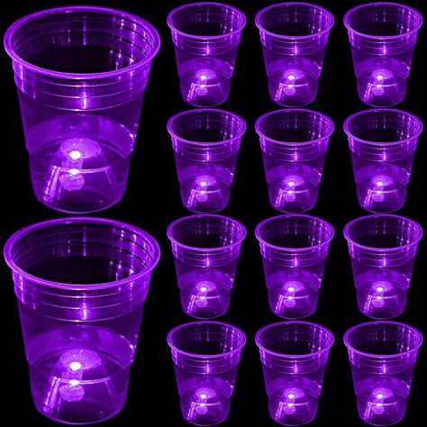 PRICES MAY VARY. 【Glow Party Cup】Includes 24 Purple party cups x 16oz glowing cups , 24 Purple LED lights, 24 waterproof stickers. 【Elegant Design】: 24-Pack Purple glow Plastic Cups give you great value. These Purple glow plastic tumblers are great for Alcohol Drinking, Mini Desserts, Dips, Catering, Party Games, Party Supplies & Decorations,Increase the party fun, Light up and decoration party in night event. 【Good Material 】Glow Purple Disposable Plastic Cups are made of high-quality plastic m 50 Shades Of Purple Party Ideas, Purple Decorations Party, Purple Party Aesthetic, Purple Birthday Party Ideas, Rapunzel Quinceanera, Purple Halloween Party, Desserts Dips, Purple Table Decorations, Alcohol Decor