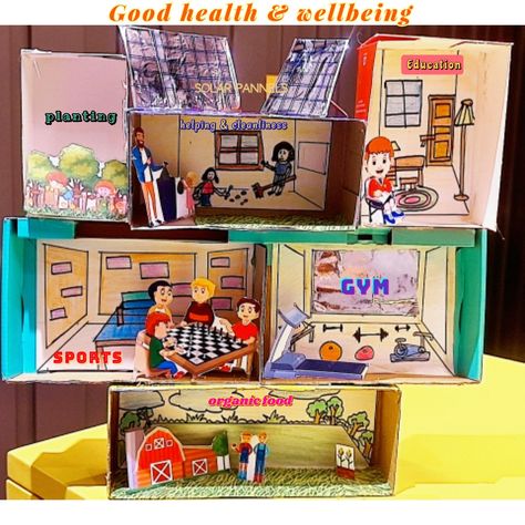 Included in the model what all we need to in our daily life for good health and well being Health And Cleanliness Model, Health And Cleanliness Project, Good Health And Well Being, Project Aesthetic, Science Exhibition, Science Models, School Cartoon, Science Projects For Kids, Health Wellbeing