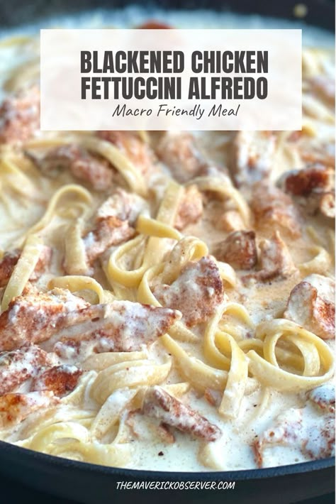 Macro Friendly Chicken Alfredo, Macro Friendly Alfredo, Macros Chicken Recipes, Macro Friendly Recipes Soups, Macro Friendly Chicken And Rice, Macro Friendly Alfredo Sauce, Macro Friendly Recipes Chicken, Easy Macro Friendly Meals, Macros With Em Recipes