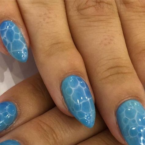 casey on Instagram: "swimming pools (drank) 💦" Pool Inspired Nails, Ocean Inspired Nail Art, Swimming Pool Nail Art, Swim Nails Designs, Swimming Nails Designs, Ocean Beach Nails, Ocean Themed Nail Art, Pool Water Nails Design, Swimmer Nails