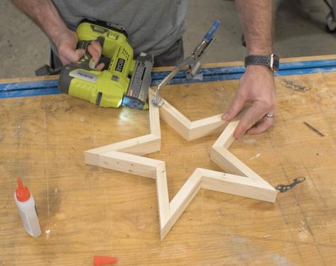 DIY Wooden Star | Free Plans | Rogue Engineer Diy Christmas Decorations 2x4, Xmas Wood Crafts Diy, Wood Christmas Star Diy, Wooden Sleds Christmas Decor Diy, Dollar Tree Wooden Star Diy, How To Make A Wooden Star, Wooden Stars Diy How To Make, Wooden Christmas Stars Diy Wood, Diy Wood Star Tree Topper