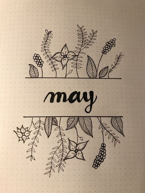 May Title Page, May Doodles, Bujo May, May Bujo, Bullet Journal Hand Lettering, Bullet Journal Titles, May Bullet Journal, Bullet Journal Cover Page, Bullet Planner