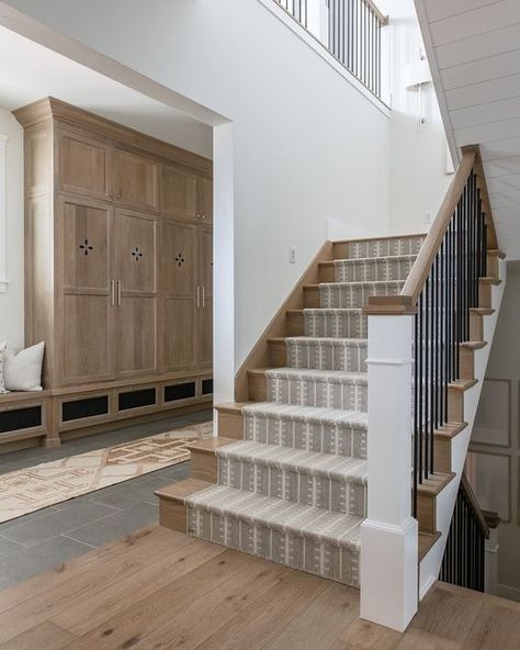 Willow Project, Staircase Interior Design, Coastal Traditional, Open Stairs, Stair Banister, Laundry Room/mud Room, Mudroom Entryway, Runner Carpet, Traditional Home