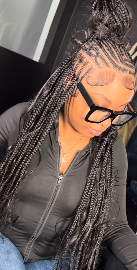 Braided Hairstyles For Black Women Cornrows, Feed In Braids Hairstyles, Box Braids Hairstyles For Black Women, Cute Braided Hairstyles, Braided Cornrow Hairstyles, Quick Braided Hairstyles, Protective Hairstyles Braids, Pretty Braided Hairstyles, Braids With Curls