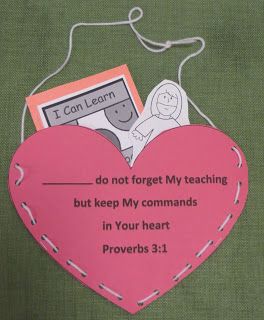 Proverbs 3:1 craft idea purse Sunday School Valentines, Bible Crafts Sunday School, Family Bible Study, Simple Prayers, Bible School Crafts, Bible Says, Bible Crafts For Kids, Sunday School Activities, Church Crafts