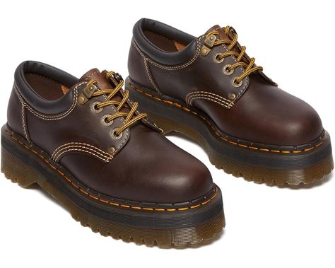 Dr. Martens 8053 4i Quad Arc Cute Doc Martens, Brown Low Top Doc Martens, 8053 Dr Martens, 8053 Doc Martens, Doc Martens 8053, Doc Martens 8053 Quad, Doc Martens Brown Boots, Platform Brown Doc Martens, Brown Leather Doc Martens