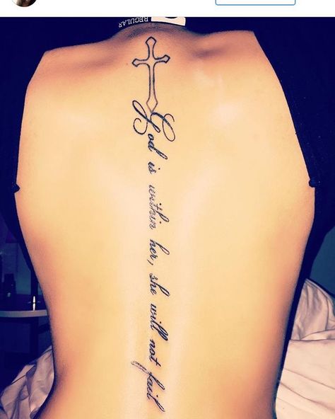 Amazing #Quotetattoo On #Spinetattoo Back Tattoo Quotes, Spine Tattoo Quotes, Back Tattoo Women Spine, Spinal Tattoo, Tattoo Son, Tato Minimal, Good Tattoo Quotes, Tattoos Infinity, Tattoo Quotes For Women