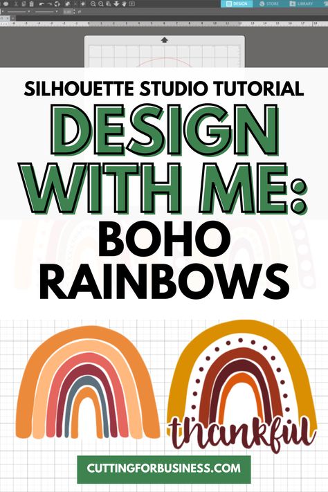 Step-by-step tutorial to create abstract boho rainbow SVG files in Silhouette Studio - cuttingforbusiness.com. Small Business Help, Rainbow Svg, Rainbow Fashion, Silhouette Portrait, Diy Creative Crafts, Digital Svg, Boho Rainbow, Craft Business, Silhouette Projects