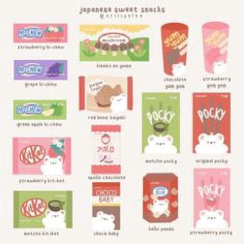 Snacks Drawing, Snack Pictures, Food Cute, Food Drawings, Desain Quilling, Paper Dolls Diy, Paper Toys Template, Japanese Drawings, Seni Dan Kraf