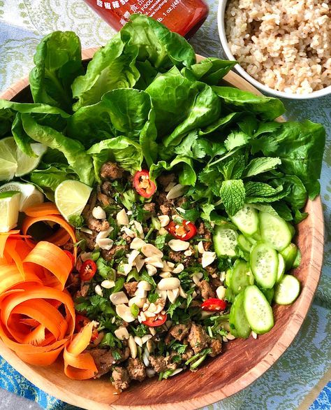 Turkey Larb Recipe, Turkey Larb, Larb Salad, Larb Recipe, Lunch Bowl Recipe, Pizza Sides, 5 Course Meal, Crisp Salad, Meat Salad