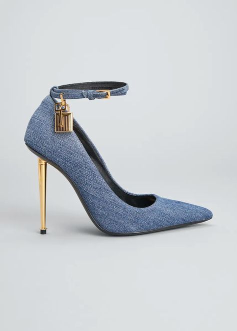 Tom Ford Heels, Denim Pumps, Tom Ford Shoes, Denim Heels, Cute Shoes Heels, Heels Outfits, Accessories Bags Shoes, Pumps Heels Stilettos, Fancy Shoes