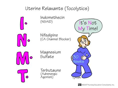 Uterine Relaxants  Tocolytic agents inhibit uterine contractions and suppress pre-term labor. Tocolytics can delay labor and give more time for fetal growth and for the fetal lungs to mature. They are most effective when given early in premature labor. Newborn Nursing, Child Nursing, Nursing Mnemonics, Mother Baby Nurse, Ob Nursing, Neonatal Nurse, Pharmacology Nursing, Nursing School Survival, Nursing School Studying