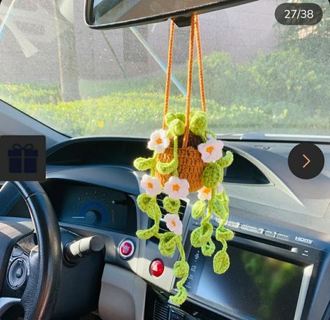 Crochet Monstera, Crochet Car, Crochet Strawberry, Instruções Origami, Handmade Plant, Car Accessories For Women, Crochet Plant, Crochet Daisy, Handmade Charms