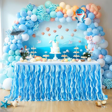 Under The Sea Birthday Party Boy, Under The Sea Centerpiece Ideas, Baby Shark Birthday Party Boy, Baby Shower For Boys, Ocean Baby Shower Theme, Tutu Table, Ocean Baby Showers, Ocean Theme Birthday, Shark Themed Birthday Party