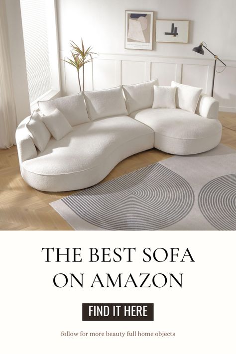 I am in love with this bean shaped sofa! It’s so sexy and modern + would instantly transform your living space with the epitome of modern luxury!
Explore the best sofa on Amazon, meticulously curated for style and coziness. Dive into a world of chic design and unparalleled relaxation. 
Upgrade your home effortlessly—click to shop the perfect sofa that combines aesthetics + comfort.
#AmazonFinds #Amazonhome #HomeDecor #SofaGoals Boucle Couch, Modern Curved Sofa, Beige Living Room, Couch With Chaise, Shaped Sofa, Perfect Sofa, Curved Sofa, Modern Sectional, I Am In Love