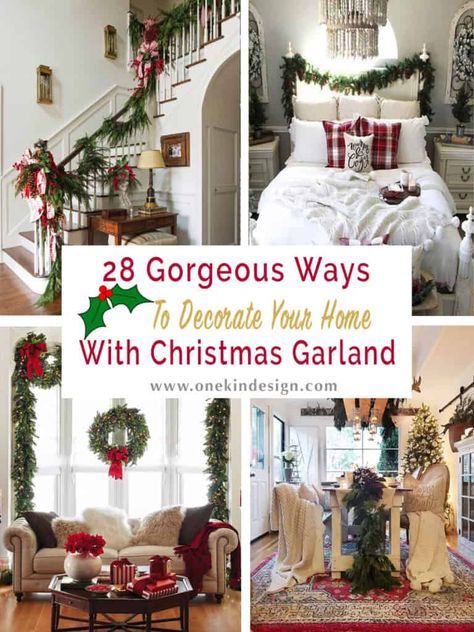 28 Gorgeous Ways to Decorate Your Home With Christmas Garland White Bedroom Set Furniture, Fresh Garlands, Christmas Tree Lots, Living Room Mantel, Table Garland, Christmas Bedroom, Minimalist Christmas, Old Fashioned Christmas, Gorgeous Christmas