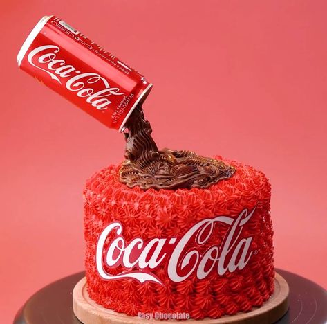 Easy Chocolate Cakes Decorating Ideas, Tardis Cake, Coca Cola Party, Coke Cake, Coca Cola Cake, Easy Cakes, Coca Cola Decor, Cola Cake, Cakes Decorating