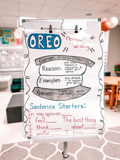 Opinion Writing Anchor Chart 2nd, Oreo Anchor Chart, Opinion Anchor Chart, Expository Writing Anchor Chart, Paragraph Anchor Chart, Writers Workshop Anchor Charts, Oreo Opinion Writing, Oreo Writing, Narrative Writing Anchor Chart