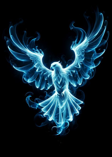 magic, patronus, harry potter, summon, invocation, fantasy art, blue, animals, majestic, creature, ghostly, spirit, fantasy creatures, phone wallpaper, epic wallpaper, animals lovers wallpaper, bird, eagle, Eagle Patronus Harry Potter, Patronus Animals, Blue Phoenix Bird, Fox Patronus, Patronus Art, Patronus Harry Potter, Phoenix Animal, Epic Wallpaper, Lovers Wallpaper