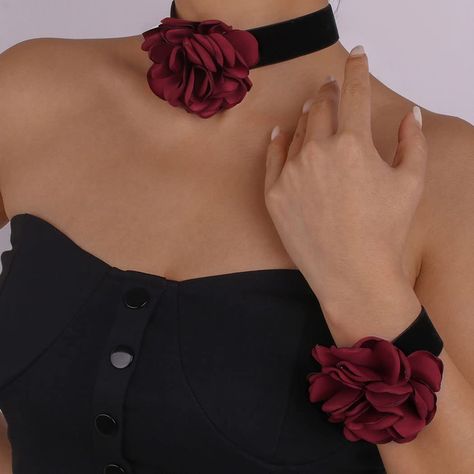 PRICES MAY VARY. Black choker necklace is made of alloy,available in black, It would not break or fade easily. Flower collar necklaces and bracelet within 5CM/2.3IN extention chain behind each necklace,freely adjustable and fit for most women and girls. Flower choker necklaces chain is charming decor for you in many occasions like evening party, important ceremony,friends' gathering,birthday party and other important occasions. Floral necklace set is a perfect gift for mother,girlfriend,good fri Geometric Patchwork, Accessories Necklaces, Flower Choker Necklace, Velvet Necklace, Cotton Necklace, Black Velvet Choker, Casual Necklaces, Flower Choker, Velvet Choker