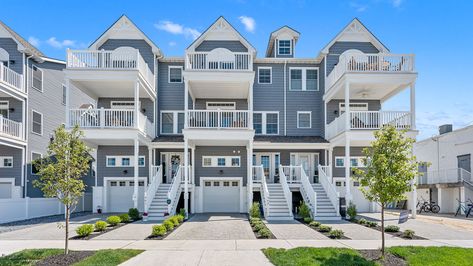 Row House Design, Coastal Apartment, North Wildwood, Nj Beaches, Townhouse Exterior, Silver Bedroom, Wildwood Nj, Wifi Internet, Family Room Fireplace