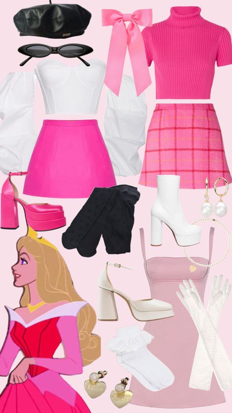 Sleeping Beauty Aesthetic Outfit, Sleeping Beauty Outfit Ideas, Aurora Inspired Outfits, Salem Core, Neon Fits, Animated Outfits, Disney Princess Inspired Outfits, Preppy Halloween, Disney Character Outfits