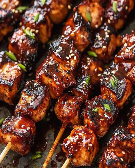 Savory Korean BBQ Chicken Skewers with a Sweet and Spicy Glaze - optimal recipes Skewers Recipes, Bbq Chicken Skewers, Chicken Meatloaf Recipe, Optimal Recipes, Korean Bbq Chicken, Chicken Meatloaf, Chicken Skewer Recipe, Kabob Skewers, Skewer Recipes