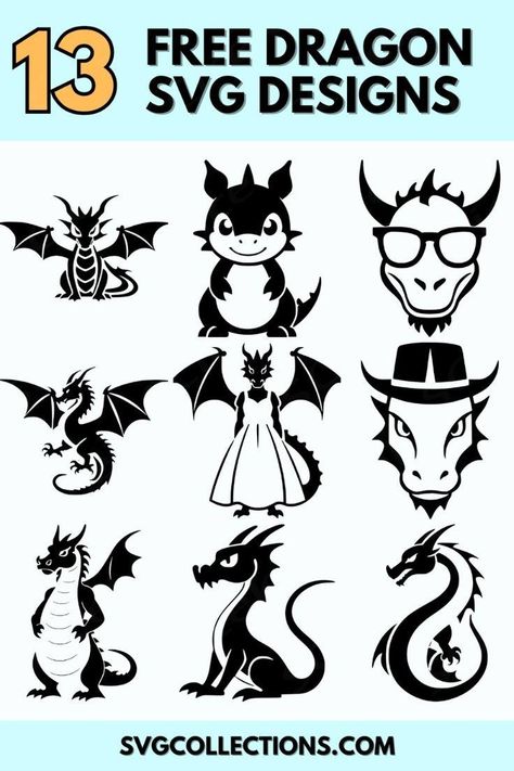 Dragon Svg Free, Dragon Vector, Dragon Svg, Mythological Animals, Dragon Designs, Dragon Silhouette, Legendary Dragons, Cool Dragons, Family Car Decals