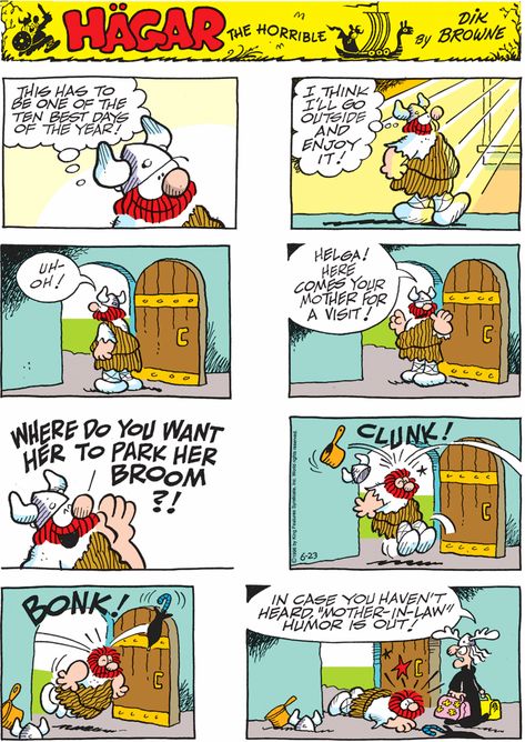 By Chris Browne Old Man Jokes, Newspaper Comics, Comics Strip, In Laws Humor, Horrible Tattoos, Comics Strips, Hagar The Horrible, Uncle Scrooge, Family Circus