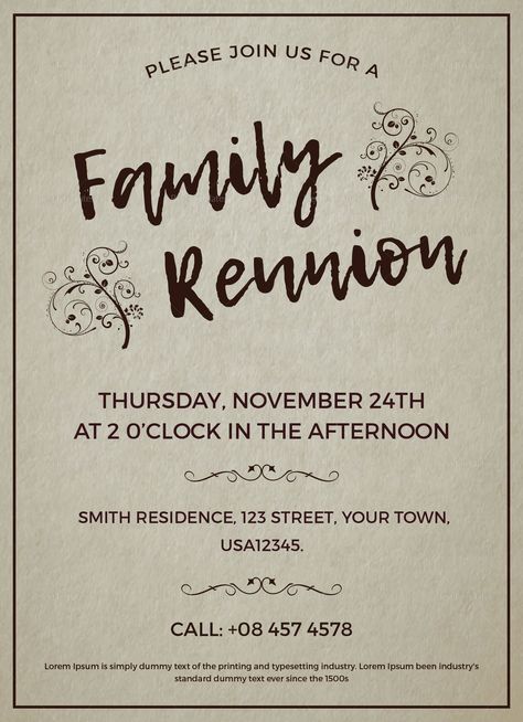 Free Family Reunion Letter Templates Reunion Invitation Card Design, Reunion Invitation Card, Invitation Card Design Templates, Family Reunion Invitations Templates, Class Reunion Invitations, Reunion Invitation, Birthday Party Invitation Wording, Cowboy Invitations, Family Reunion Invitations