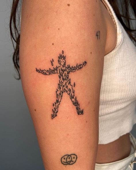 Burning Man Tattoo, Man Arm Tattoo, Ignorant Art, Man Arm, Ignorant Style Tattoo, California Tattoo, Burning Men, Man Tattoo, Arm Tattoos For Guys