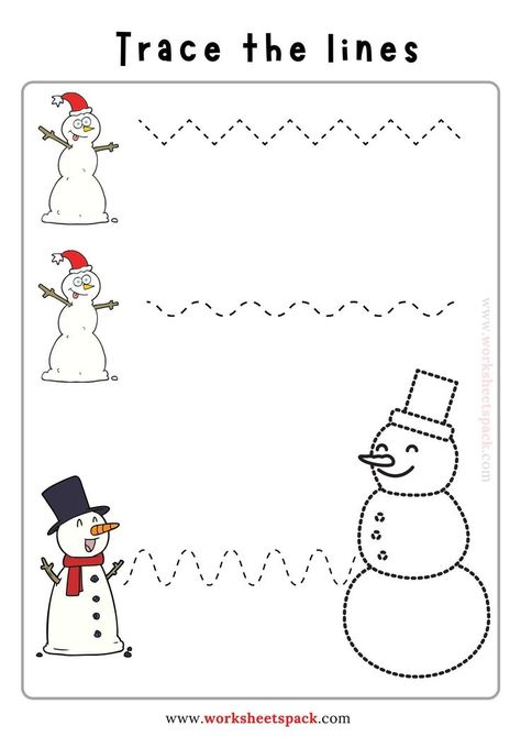 Free tracing lines worksheets Free Printable Preschool Worksheets, Lines Worksheet, Kids Writing Activities, Line Tracing Worksheets, Worksheet For Preschool, Tracing Worksheets Free, Preschool Winter, Tracing Lines, Preschool Tracing