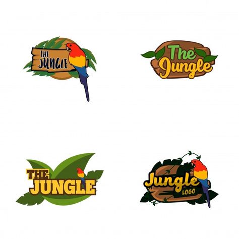 Jungle logo collections Premium Vector | Premium Vector #Freepik #vector #background #logo #banner #vintage Jungle Logo, Logo Banner, Cafe Branding, Jungle Adventure, Logo Collection, Kids Logo, Graphic Design Tutorials, Logo Ideas, Vector Background