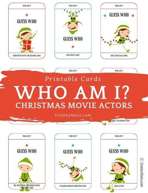 Who Am I Christmas Game @grannymaze Christmas Who Am I Game, Who Am I Christmas Game, Christmas Guess Who, Christmas Activities For Seniors, Guessing Games For Kids, Who Am I Game, Activities For Seniors, Christmas Scavenger Hunt, Christmas Phrases