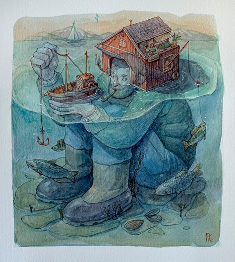 Marija Tiurina, Surealism Art, The Boathouse, Graffiti Illustration, Book Illustration Art, Childrens Books Illustrations, Abstract Art Painting Diy, Amazing Art Painting, Art Inspiration Painting