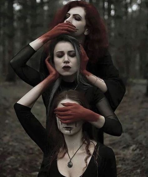 Witch Photos, Horror Photos, Witch Coven, Sisters Photoshoot, Halloween Photography, Three Women, See No Evil, Bff Photoshoot, No Evil