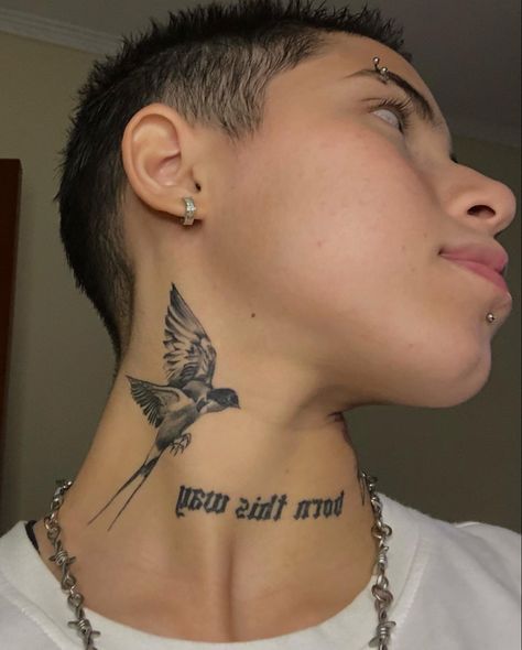 Hummingbird Neck Tattoo, Bird Neck Tattoo, Neck Tattoo For Guys, Curly Mullet, Birds Tattoo, Art Ink, Neck Tattoo, Fashion Poses, Future Tattoos