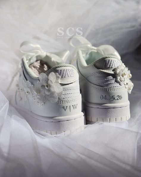 ✨ Exciting news! ✨ We’re thrilled to unveil our latest design: Bridal Nike Dunk Lows! We’re calling them “Flor Blanca” 🤍 After weeks of dedication, they’re finally here. Your requests for bridal Dunks have inspired us, and this is just the beginning of what we’ve been crafting behind the scenes. 👀 I can't wait for y’all to check them out! 😀 #nikedunklow #nike #nikeshoes #sneakers #wedding #weddingshoes #weddingsneakers #bride #bridetobe #brideshoes #bridalshoes #weddinginspiration Bridal Nike, Sneakers Wedding, Bride Sneakers, Nike Dunk Lows, Dunk Lows, Bridal Sneakers, Wedding Sneakers, Bride Shoes, Nike Dunk Low