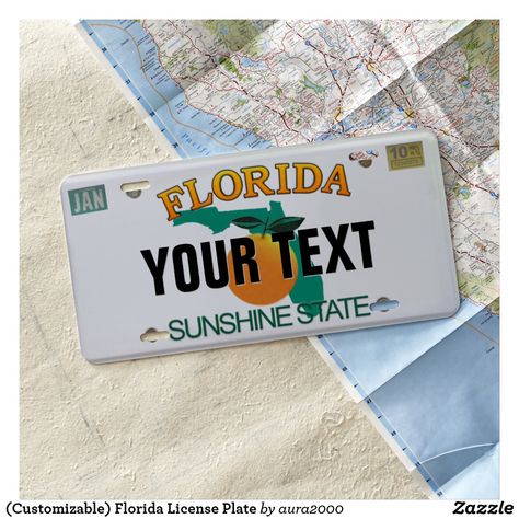 (Customizable) Florida License Plate Florida License Plate, Boy 16th Birthday, License Plate Designs, Plate Collection, Vanity Plate, Front License Plate, Sunshine State, License Plates, Board Design