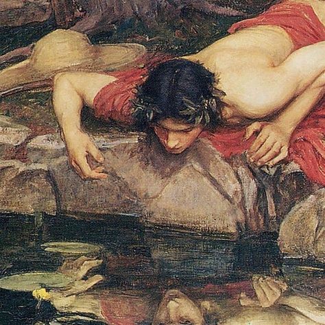 Echo And Narcissus, Narcissism, A Man, A Woman, Canvas, Water, Art