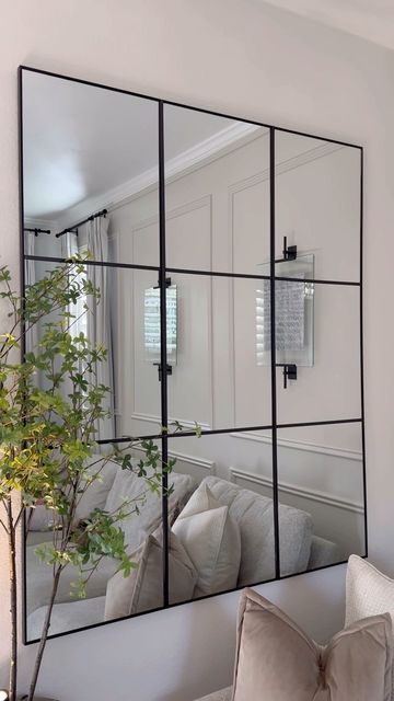 Duplex Renovation, Windowpane Mirror, Window Pane Mirror, Condo Decor, Condo Decorating, Diy Window, Diy Mirror, Office Interior, Office Interior Design