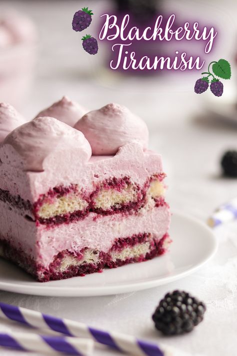 Blackberry Tiramisu - A baJillian Recipes Blackberry Mascarpone, Blackberry Recipes, Mascarpone Cream, Italian Dessert, Tiramisu Cake, Tiramisu Recipe, Cream Filling, Berries Recipes, Piece Of Cake