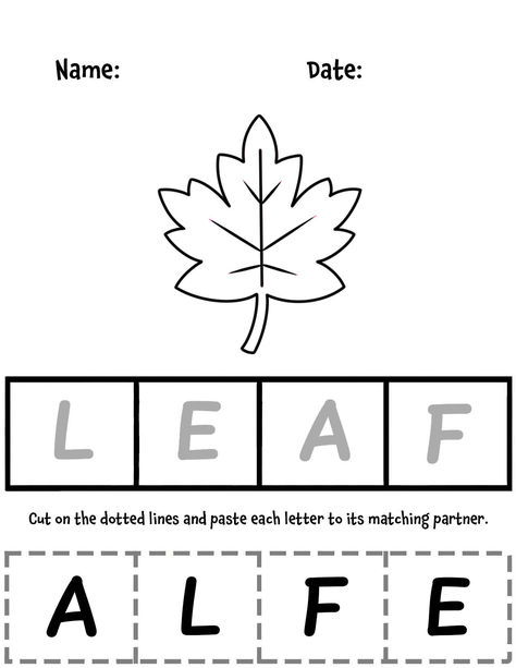 Print 10 Free Letter Matching Worksheets for Preschool!  Leaf Worksheets | Fall Worksheets for Preschool | Alphabet Activities for Preschool Leaf Curriculum Preschool, Fall Leaves Worksheets For Preschool, Leaf Language Activities Preschool, Fall Leaves Theme Preschool, Leaf Stem Activities Preschool, Language Arts For Preschool, Leaf Activities Preschool Free Printable, Leaves Worksheets For Preschool, Leaf Math Activities Preschool